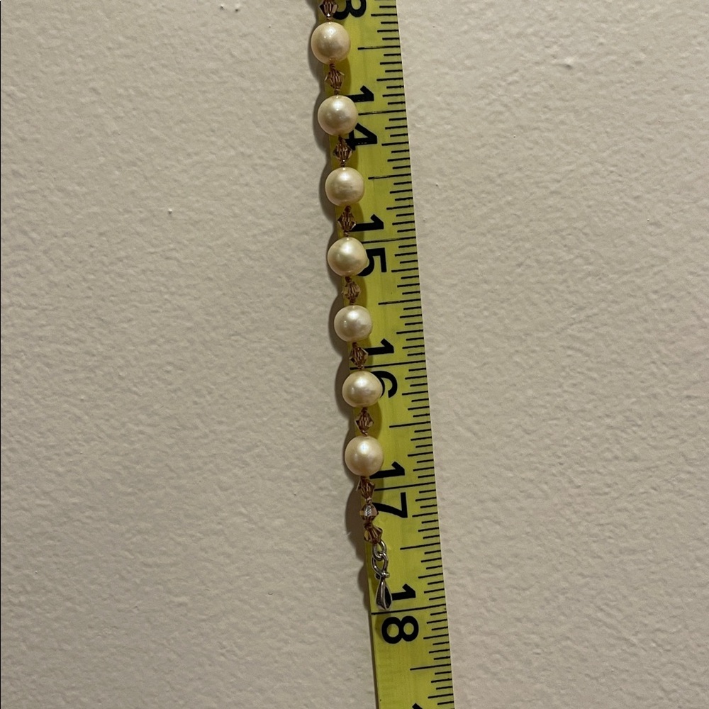 Freshwater Pearl, Swarovski Crystal, & Sterling Silver Artisan Necklace - 18” - Picture 8 of 8